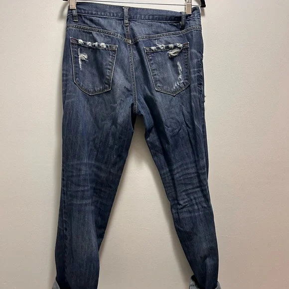 Loft Boyfriend Button-fly Cropped Distressed Jeans Sz 6 28 in waist NWT - Picture 3 of 4